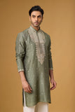 Olive Heritage Embroidered Kurta Set