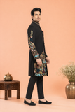 Royal Noir Elephant Embroidered Indo Western for Men
