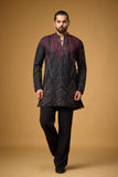 Midnight Maroon Geometric Embroidered Kurta Set