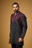 Midnight Maroon Geometric Embroidered Kurta Set