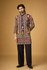 Black Regal Tapestry Embroidered Kurta Set