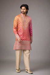 Rose Gold Diamond Weave Embroidered Kurta for Men | Mahavir NX