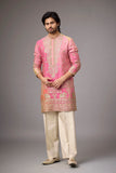 Bhai Dooj Gift Kurta for Men – Rose Pink Heritage Story Embroidery | Mahavir NX