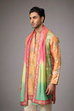 Mustard Heritage Floral Kurta Set with Multicolour Stole