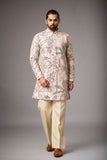 Champagne Floral Embroidered Kurta Set