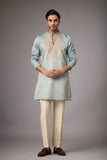 Celadon Blue Heritage Embroidered Kurta Set