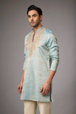 Celadon Blue Heritage Embroidered Kurta Set