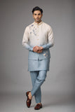 Azure Mist Floral Embroidered Jacket Kurta Set