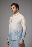 Azure Mist Floral Embroidered Jacket Kurta Set