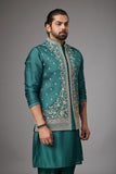 Emerald Heritage Floral Embroidered Jacket Kurta Set