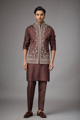 Regal Cocoa Heritage Embroidered Jacket Kurta Set