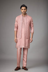 Rose Blush Embroidered Jacket Kurta Set