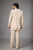 Ivory Peacock Motif Embroidered Indo-Western Set