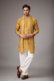 Mustard Gold Heritage Embroidered Kurta with Stole