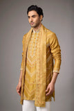 Mustard Gold Heritage Embroidered Kurta with Stole