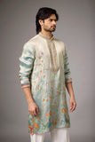 Mint Ivory Peacock Heritage Embroidered Kurta Set