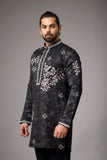Midnight Black Floral Embroidered Kurta Set