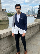 Navy Blue Striped Designer Blazer for Men