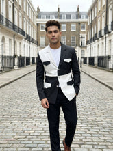 Grey and White Designer Blazer for Men