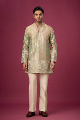 Champagne Gold Woven Heritage Kurta Set for Men | Mahavir NX