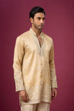 Champagne Gold Floral Border Kurta Set