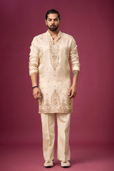 Ivory Regal Ornate Embroidered Kurta Set for Men | Mahavir NX