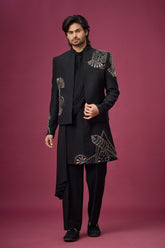 Midnight Noir regal short jacket Indo-Western | Mahavir NX