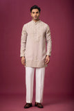 Blush Pearl Floral Embroidered Kurta Set for Men | Mahavir NX