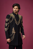 Midnight Gold Regal Drape Embroidered Indo-Western Set