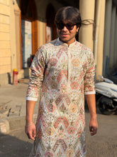 Ivory Multi-Color Embroidered Kurta for Men
