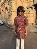 Maroon Heavy Embroidered Kurta for Men