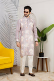 Signature Dusty Mauve Linen Printed Festive Kurta for Men