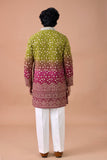 Ombre Green to Wine Heavy Embroidered Kurta Set