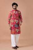 Royal Red Floral Embroidered Wedding Kurta Set