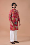 Royal Red Floral Embroidered Wedding Kurta Set