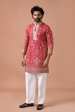 Shahi Gold Threadwork V-Neck Festive Kurta