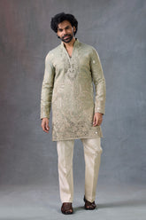 પ્રીમિયમ પિસ્તા ભરતકામ કરેલ સમારોહ કુર્તા