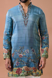 Elite Peacock Blue Festive Kurta Set