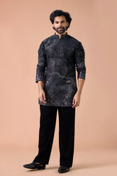 Modern Black Short Kurta with Parallel Pants