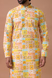 Sunshine Yellow Printed Festive Kurta with Straight Pants