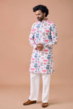 Festive Mosaic Print Kurta with White Pants