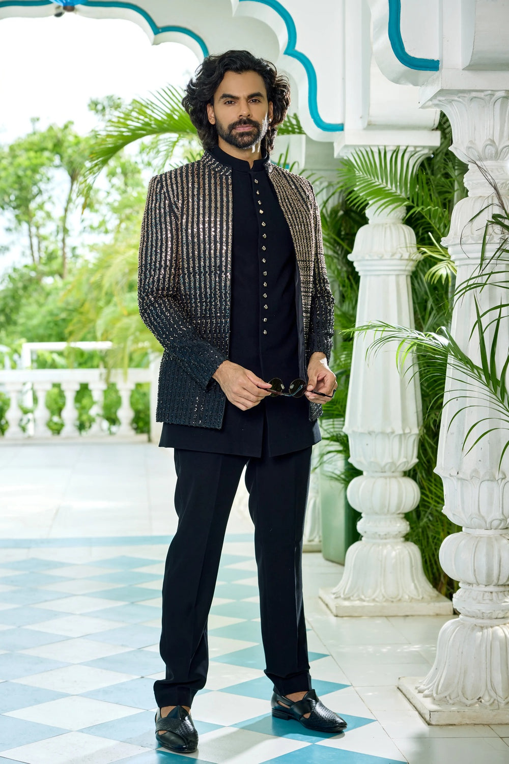 Black Indo-Western with Metallic Embroidered Jacket