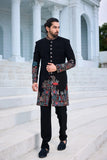 Black Indo-Western with Multicolour Handwork