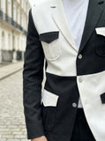 Designer Mens Blazer - Grey and White Designer Blazer for Men