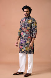 Elite Festive Floral Kurta with Tailored Straight Pants