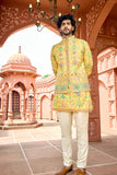 Embroidered jacket kurta - Yellow Multicolor Embroidered Kurta Jacket Set