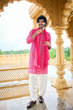 Embroidered kurta set pink radiance men with dupatta