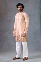 Heritage Elephant Print Cotton Kurta With Parallel Pants Dupatta Wedding Outfit