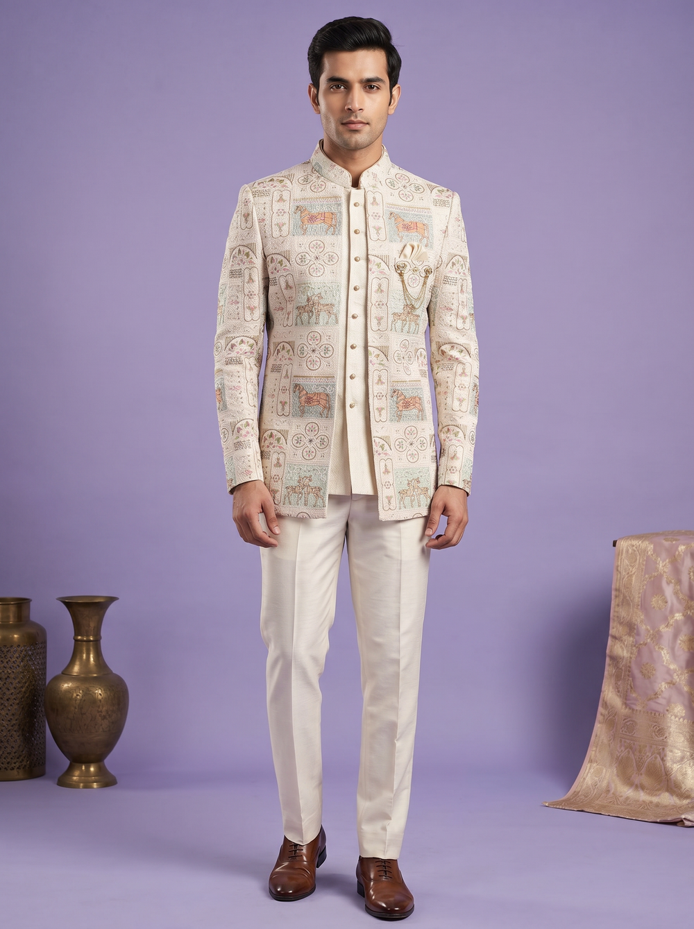 Heritage Ivory Indo Western Set