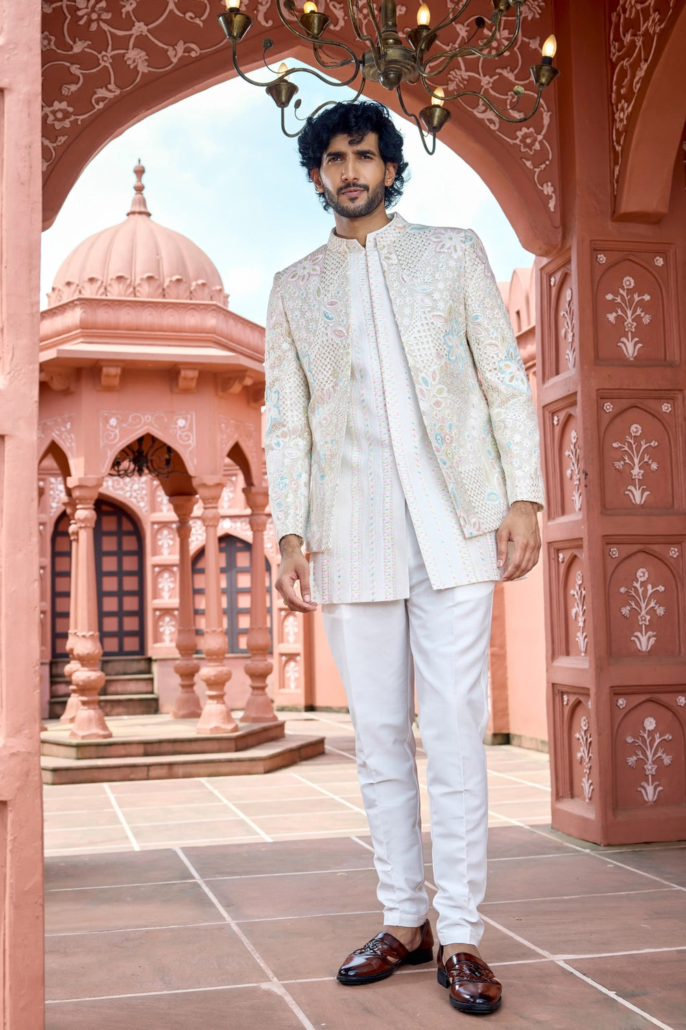 Ivory Peach Harmony Indo-Western